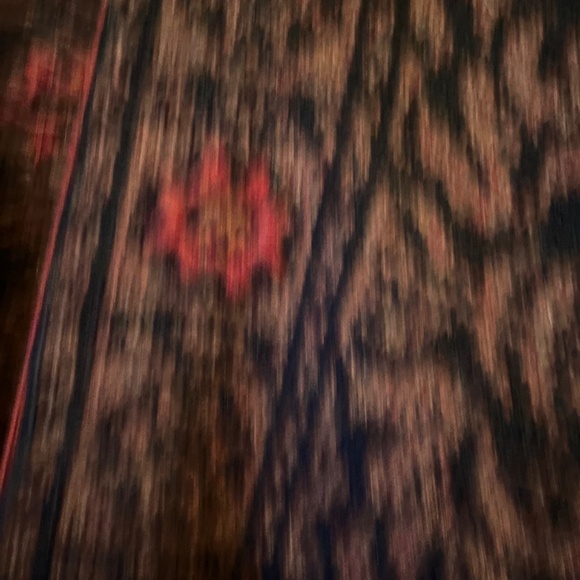 PERUVIAN CONNECTION BLACK, BROWN RUANA CAPE WITH RED ACCENTS AND EMBROIDERY - Picture 13 of 16